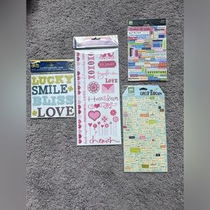 Four packages of words and phrases stickers